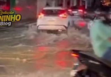 Esquina do PU permanece alagada após forte temporal em Bom Jesus do Itabapoana